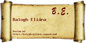 Balogh Eliána névjegykártya